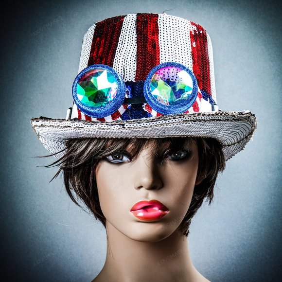 Uncle Sam USA July 4th Costume Top Hat Goggles - Picture 6 of 7